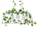 GloboStar® NEST 01647 Vintage Κρεμαστό Φωτιστικό Φιγούρα Τρίφωτο 3 x E27 IP20 Λευκό Μέταλλο με Πράσινο Πλαστικό - Μ85.5 x Π37.5 x Y38cm - Image 2