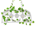 GloboStar® NEST 01647 Vintage Κρεμαστό Φωτιστικό Φιγούρα Τρίφωτο 3 x E27 IP20 Λευκό Μέταλλο με Πράσινο Πλαστικό - Μ85.5 x Π37.5 x Y38cm - Image 3