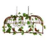 GloboStar® NEST 01648 Vintage Κρεμαστό Φωτιστικό Φιγούρα Τρίφωτο 3 x E27 IP20 Χάλκινο Μέταλλο με Πράσινο Πλαστικό - Μ85.5 x Π37.5 x Y38cm - Image 2
