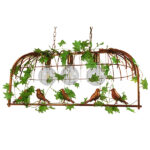 GloboStar® NEST 01648 Vintage Κρεμαστό Φωτιστικό Φιγούρα Τρίφωτο 3 x E27 IP20 Χάλκινο Μέταλλο με Πράσινο Πλαστικό - Μ85.5 x Π37.5 x Y38cm - Image 3