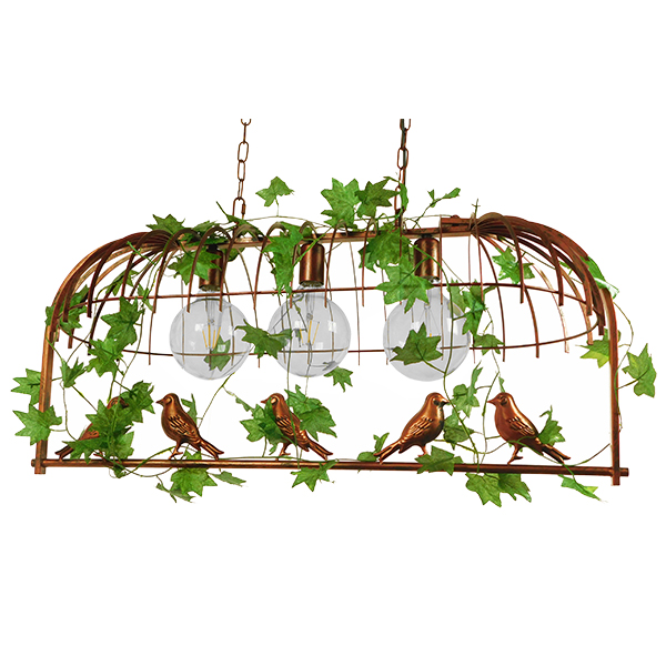 GloboStar® NEST 01648 Vintage Κρεμαστό Φωτιστικό Φιγούρα Τρίφωτο 3 x E27 IP20 Χάλκινο Μέταλλο με Πράσινο Πλαστικό - Μ85.5 x Π37.5 x Y38cm - Image 3