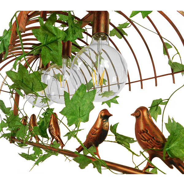 GloboStar® NEST 01648 Vintage Κρεμαστό Φωτιστικό Φιγούρα Τρίφωτο 3 x E27 IP20 Χάλκινο Μέταλλο με Πράσινο Πλαστικό - Μ85.5 x Π37.5 x Y38cm - Image 5