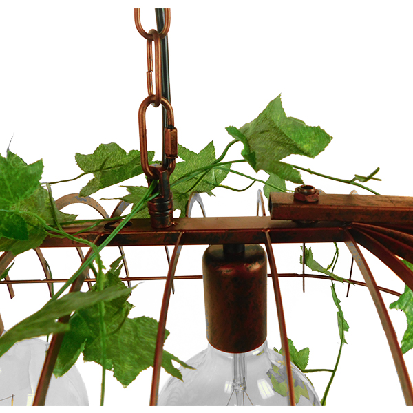 GloboStar® NEST 01648 Vintage Κρεμαστό Φωτιστικό Φιγούρα Τρίφωτο 3 x E27 IP20 Χάλκινο Μέταλλο με Πράσινο Πλαστικό - Μ85.5 x Π37.5 x Y38cm - Image 6