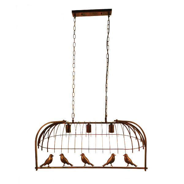 GloboStar® NEST 01648 Vintage Κρεμαστό Φωτιστικό Φιγούρα Τρίφωτο 3 x E27 IP20 Χάλκινο Μέταλλο με Πράσινο Πλαστικό - Μ85.5 x Π37.5 x Y38cm - Image 7