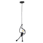 GloboStar® LITTLE MAN 01652 Μοντέρνο Κρεμαστό Φωτιστικό Φιγούρα Μονόφωτο 1 x E27 IP20 Μαύρο Μέταλλο - Μ20 x Π20 x Υ40cm
