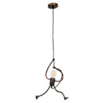 GloboStar® LITTLE MAN 01653 Μοντέρνο Κρεμαστό Φωτιστικό Φιγούρα Μονόφωτο 1 x E27 IP20 Χάλκινο Μέταλλο - Μ20 x Π20 x Υ40cm