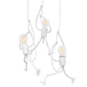 GloboStar® LITTLE MAN 01654 Μοντέρνο Κρεμαστό Φωτιστικό Φιγούρα Τρίφωτο 3 x E27 IP20 Λευκό Μέταλλο - Μ45 x Π45 x Υ40cm