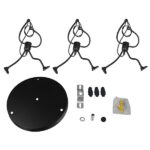 GloboStar® LITTLE MAN 01655 Μοντέρνο Κρεμαστό Φωτιστικό Φιγούρα Τρίφωτο 3 x E27 IP20 Μαύρο Μέταλλο - Μ45 x Π45 x Υ40cm - Image 6