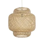 GloboStar® MALDIVES 01657 Boho Κρεμαστό Φωτιστικό Πλέγμα Μονόφωτο 1 x E27 IP20 Μπεζ Ξύλο - Μ56 x Π56 x Υ54cm - Image 3