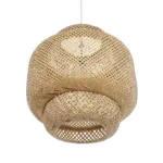 GloboStar® MALDIVES 01657 Boho Κρεμαστό Φωτιστικό Πλέγμα Μονόφωτο 1 x E27 IP20 Μπεζ Ξύλο - Μ56 x Π56 x Υ54cm - Image 4