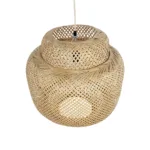 GloboStar® MALDIVES 01657 Boho Κρεμαστό Φωτιστικό Πλέγμα Μονόφωτο 1 x E27 IP20 Μπεζ Ξύλο - Μ56 x Π56 x Υ54cm - Image 5