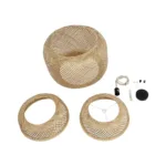 GloboStar® MALDIVES 01657 Boho Κρεμαστό Φωτιστικό Πλέγμα Μονόφωτο 1 x E27 IP20 Μπεζ Ξύλο - Μ56 x Π56 x Υ54cm - Image 8