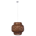 GloboStar® MALDIVES 01658 Boho Κρεμαστό Φωτιστικό Πλέγμα Μονόφωτο 1 x E27 IP20 Καφέ Ξύλο - Μ56 x Π56 x Υ54cm - Image 2