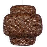 GloboStar® MALDIVES 01658 Boho Κρεμαστό Φωτιστικό Πλέγμα Μονόφωτο 1 x E27 IP20 Καφέ Ξύλο - Μ56 x Π56 x Υ54cm - Image 3