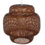 GloboStar® MALDIVES 01658 Boho Κρεμαστό Φωτιστικό Πλέγμα Μονόφωτο 1 x E27 IP20 Καφέ Ξύλο - Μ56 x Π56 x Υ54cm - Image 4