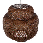 GloboStar® MALDIVES 01658 Boho Κρεμαστό Φωτιστικό Πλέγμα Μονόφωτο 1 x E27 IP20 Καφέ Ξύλο - Μ56 x Π56 x Υ54cm - Image 6