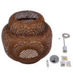 GloboStar® MALDIVES 01658 Boho Κρεμαστό Φωτιστικό Πλέγμα Μονόφωτο 1 x E27 IP20 Καφέ Ξύλο - Μ56 x Π56 x Υ54cm - Image 8
