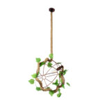 GloboStar® BRADLEY 01661 Vintage Κρεμαστό Φωτιστικό Πλέγμα Μονόφωτο 1 x E27 IP20 Μπεζ Σχοινί, Πράσινο Πλαστικό με Χάλκινο Μέταλλο - Μ42 x Π42 x Y42cm - Image 5
