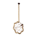 GloboStar® BRADLEY 01661 Vintage Κρεμαστό Φωτιστικό Πλέγμα Μονόφωτο 1 x E27 IP20 Μπεζ Σχοινί, Πράσινο Πλαστικό με Χάλκινο Μέταλλο - Μ42 x Π42 x Y42cm - Image 6