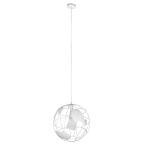 GloboStar® EARTH 01664 Vintage Κρεμαστό Φωτιστικό Φιγούρα Μονόφωτο 1 x E27 IP20 Λευκό Μέταλλο - Μ40 x Π40 x Y40cm