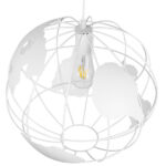 GloboStar® EARTH 01664 Vintage Κρεμαστό Φωτιστικό Φιγούρα Μονόφωτο 1 x E27 IP20 Λευκό Μέταλλο - Μ40 x Π40 x Y40cm - Image 3