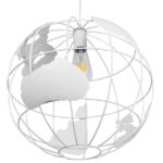 GloboStar® EARTH 01664 Vintage Κρεμαστό Φωτιστικό Φιγούρα Μονόφωτο 1 x E27 IP20 Λευκό Μέταλλο - Μ40 x Π40 x Y40cm - Image 4