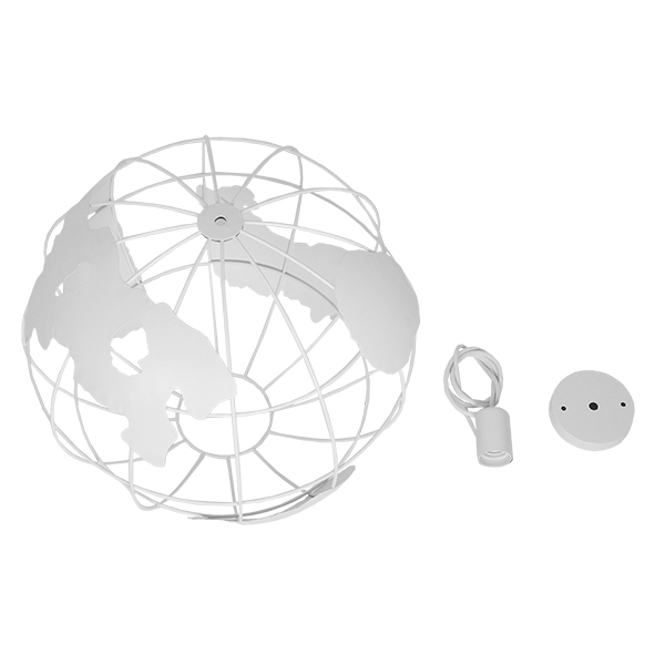 GloboStar® EARTH 01664 Vintage Κρεμαστό Φωτιστικό Φιγούρα Μονόφωτο 1 x E27 IP20 Λευκό Μέταλλο - Μ40 x Π40 x Y40cm - Image 7