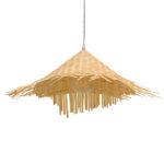 GloboStar® RICEHAT 01666 Boho Κρεμαστό Φωτιστικό Καμπάνα Μονόφωτο 1 x E27 IP20 Μπέζ Ξύλο - Μ70 x Π70 x Y25cm - Image 3