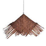 GloboStar® RICEHAT 01667 Boho Κρεμαστό Φωτιστικό Καμπάνα Μονόφωτο 1 x E27 IP20 Καφέ Ξύλο - Μ70 x Π70 x Y25cm - Image 2
