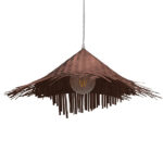 GloboStar® RICEHAT 01667 Boho Κρεμαστό Φωτιστικό Καμπάνα Μονόφωτο 1 x E27 IP20 Καφέ Ξύλο - Μ70 x Π70 x Y25cm - Image 3