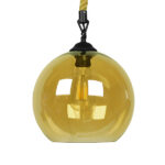 GloboStar® LENHAM 01668 Μοντέρνο Κρεμαστό Φωτιστικό Μπάλα Μονόφωτο 1 x E27 IP20 Μπεζ Σχοινί με Μελί Γυαλί - Μ25 x Π25 x Y25cm - Image 2