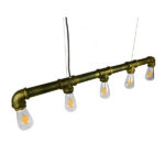 GloboStar® CANAL 01669 Vintage Κρεμαστό Φωτιστικό Ράγα Πολύφωτο 5 x E27 IP20 Μπρούτζινο Μέταλλο - Μ92 x Π5 x Y8cm - Image 2