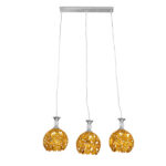 GloboStar® BOUQUET 01671 Μοντέρνο Κρεμαστό Φωτιστικό Μπάλα Τρίφωτο 3 x E27 IP20 Χρυσό Μέταλλο με Διάφανο Κρύσταλλο - Μ64 x Π18 x Υ24cm - Image 2