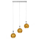 GloboStar® BOUQUET 01671 Μοντέρνο Κρεμαστό Φωτιστικό Μπάλα Τρίφωτο 3 x E27 IP20 Χρυσό Μέταλλο με Διάφανο Κρύσταλλο - Μ64 x Π18 x Υ24cm - Image 3