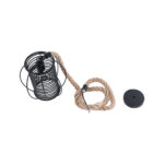 GloboStar® ORVAL 01689 Μοντέρνο Κρεμαστό Φωτιστικό Πλέγμα Μονόφωτο 1 x E27 IP20 Μαύρο Μέταλλο με Μπεζ Σχοινί - Μ20 x Π20 x Υ20cm - Image 9