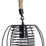 GloboStar® ORVAL 01689 Μοντέρνο Κρεμαστό Φωτιστικό Πλέγμα Μονόφωτο 1 x E27 IP20 Μαύρο Μέταλλο με Μπεζ Σχοινί - Μ20 x Π20 x Υ20cm - Image 7