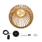 GloboStar® SCANDINAVIA 01698 Μοντέρνο Κρεμαστό Φωτιστικό Πλέγμα Μονόφωτο 1 x E27 IP20 Μπεζ Ξύλο - Μ33 x Π33 x Υ20cm - Image 10