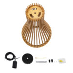 GloboStar® SCANDINAVIA 01700 Boho Κρεμαστό Φωτιστικό Πλέγμα Μονόφωτο 1 x E27 IP20 Μπεζ Ξύλο - Μ25 x Π25 x Y45cm - Image 10