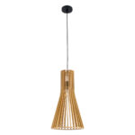 GloboStar® SCANDINAVIA 01700 Boho Κρεμαστό Φωτιστικό Πλέγμα Μονόφωτο 1 x E27 IP20 Μπεζ Ξύλο - Μ25 x Π25 x Y45cm - Image 3