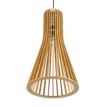 GloboStar® SCANDINAVIA 01700 Boho Κρεμαστό Φωτιστικό Πλέγμα Μονόφωτο 1 x E27 IP20 Μπεζ Ξύλο - Μ25 x Π25 x Y45cm - Image 5