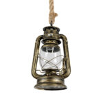 GloboStar® BARBAROSSA 01705 Vintage Κρεμαστό Φωτιστικό Ανάρτηση Μονόφωτο 1 x E27 IP20 Μπρούτζινο Μέταλλο, Διάφανο Γυαλί με Μπεζ Σχοινί - Μ18 x Π18 x Υ28cm - Image 4