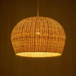 GloboStar® BERMUDA 01709 Boho Κρεμαστό Φωτιστικό Καμπάνα Μονόφωτο 1 x E27 IP20 Μπεζ Ξύλο - Μ50 x Π50 x Y34cm