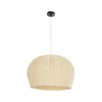 GloboStar® BERMUDA 01709 Boho Κρεμαστό Φωτιστικό Καμπάνα Μονόφωτο 1 x E27 IP20 Μπεζ Ξύλο - Μ50 x Π50 x Y34cm - Image 2