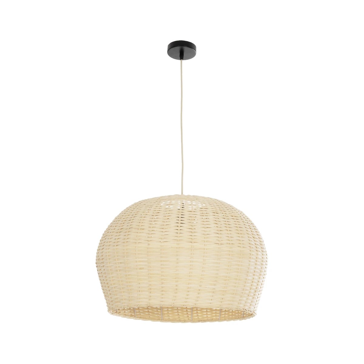 GloboStar® BERMUDA 01709 Boho Κρεμαστό Φωτιστικό Καμπάνα Μονόφωτο 1 x E27 IP20 Μπεζ Ξύλο - Μ50 x Π50 x Y34cm - Image 2