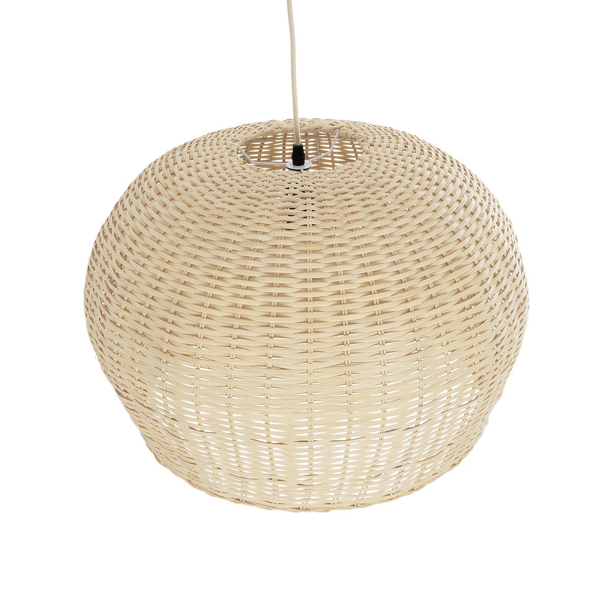 GloboStar® BERMUDA 01709 Boho Κρεμαστό Φωτιστικό Καμπάνα Μονόφωτο 1 x E27 IP20 Μπεζ Ξύλο - Μ50 x Π50 x Y34cm - Image 5