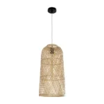 GloboStar® CALERO 01710 Boho Μοντέρνο Κρεμαστό Πλέγμα Μονόφωτο 1 x E27 IP20 Μπεζ Ξύλο - Μ25 x Π25 x Υ50cm - Image 2