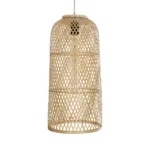 GloboStar® CALERO 01710 Boho Μοντέρνο Κρεμαστό Πλέγμα Μονόφωτο 1 x E27 IP20 Μπεζ Ξύλο - Μ25 x Π25 x Υ50cm - Image 3