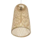 GloboStar® CALERO 01710 Boho Μοντέρνο Κρεμαστό Πλέγμα Μονόφωτο 1 x E27 IP20 Μπεζ Ξύλο - Μ25 x Π25 x Υ50cm - Image 4