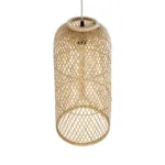 GloboStar® CALERO 01710 Boho Μοντέρνο Κρεμαστό Πλέγμα Μονόφωτο 1 x E27 IP20 Μπεζ Ξύλο - Μ25 x Π25 x Υ50cm - Image 5