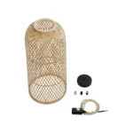 GloboStar® CALERO 01710 Boho Μοντέρνο Κρεμαστό Πλέγμα Μονόφωτο 1 x E27 IP20 Μπεζ Ξύλο - Μ25 x Π25 x Υ50cm - Image 8